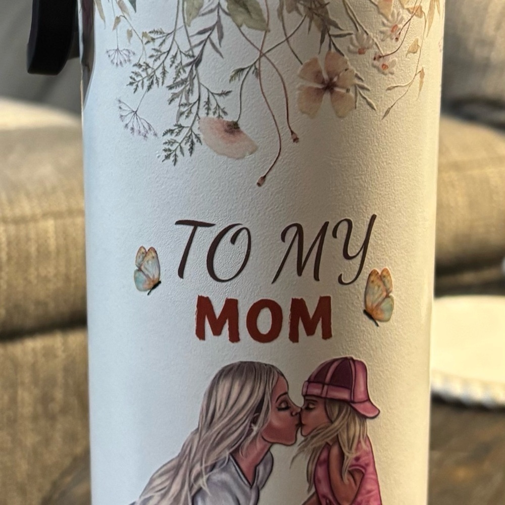 Floral White and Pink Mom Tumbler (057)